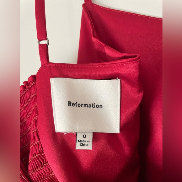 NEW Reformation Frankie Satin Sheath Maxi Dress Rubies Pink Red | sz 0 - Picture 11 of 13